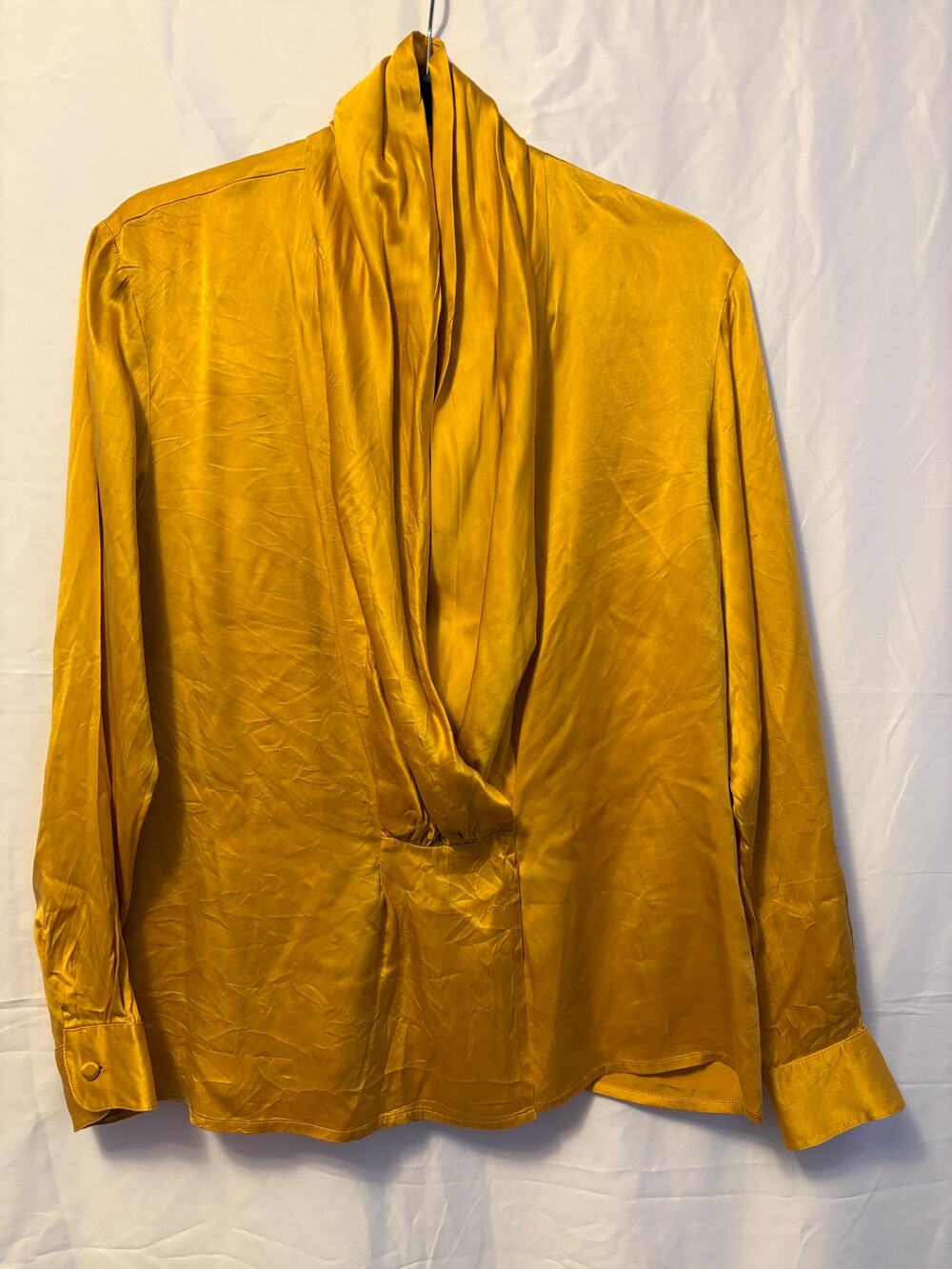 Vintage Dana Brooke Silk Cowl Neck Top Gold Yellow Sz 8